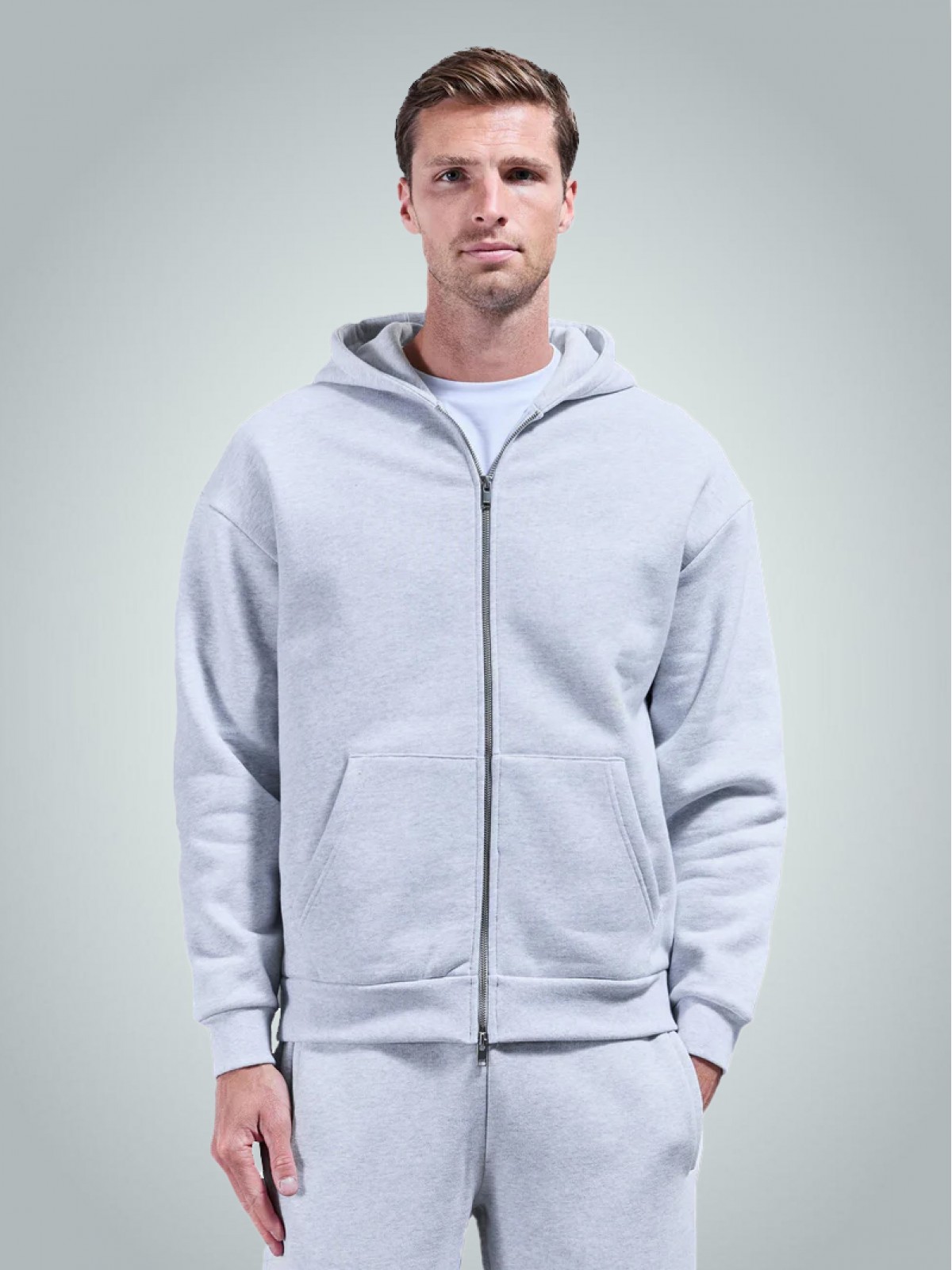 Kapüşonlu Kalın Fermuarlı Sweatshirt