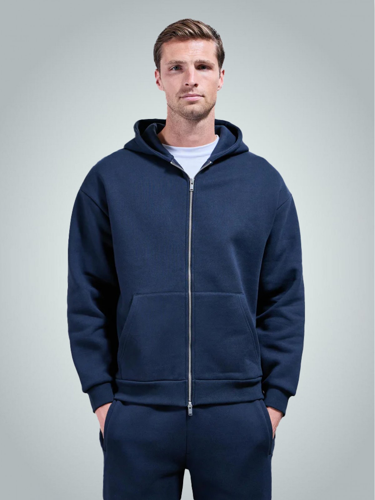 Kapüşonlu Kalın Fermuarlı Sweatshirt