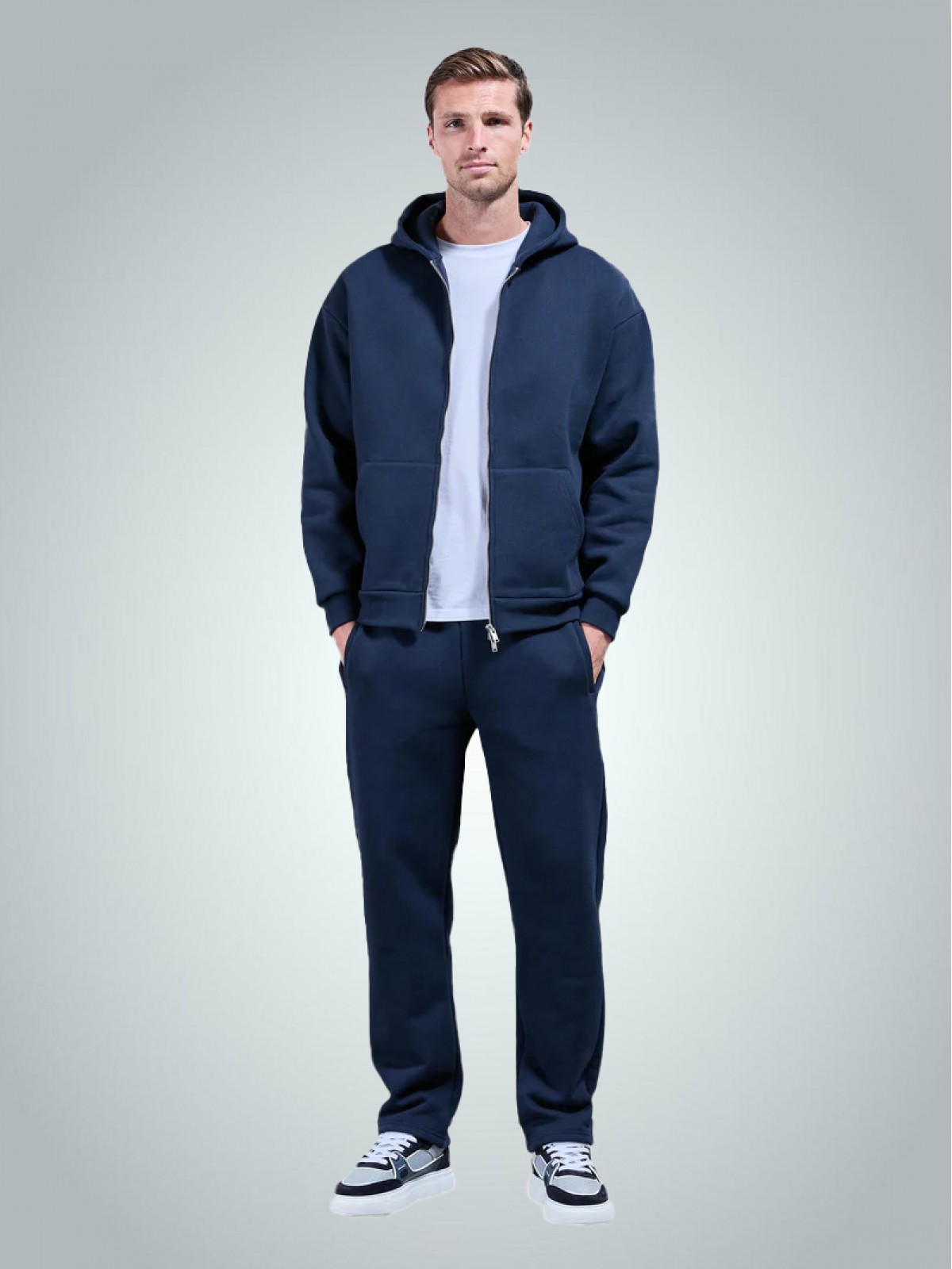 Kapüşonlu Kalın Fermuarlı Sweatshirt