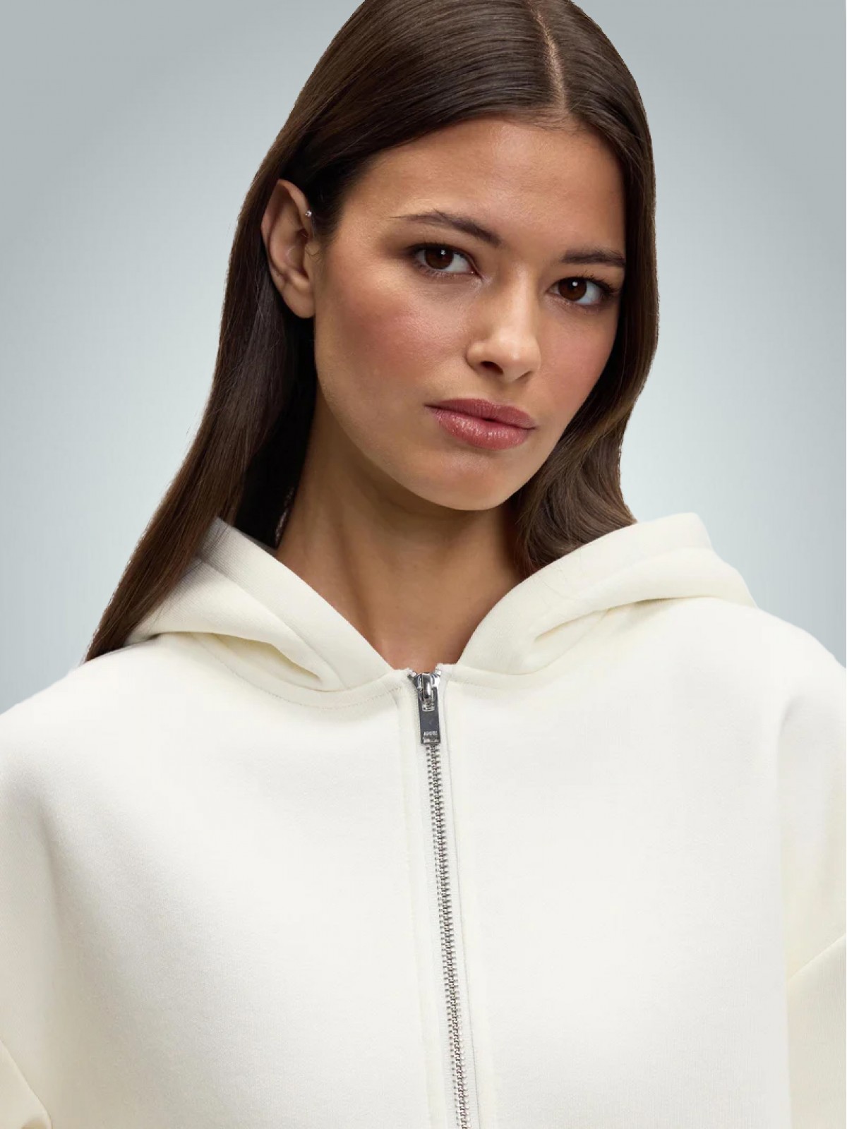 Kapüşonlu Kalın Fermuarlı Sweatshirt