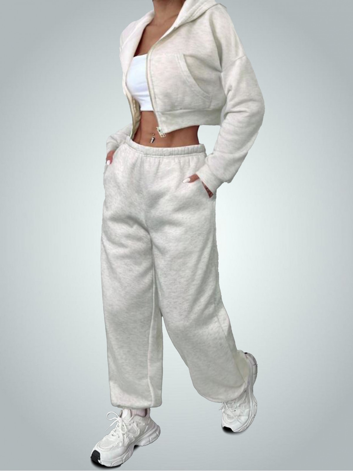 Relaxed Fit Fermuarlı Kapüşon