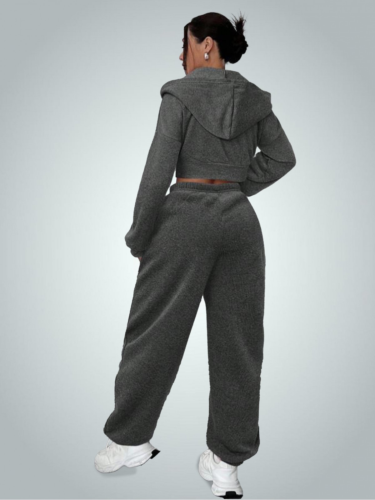 Relaxed Fit Fermuarlı Kapüşon