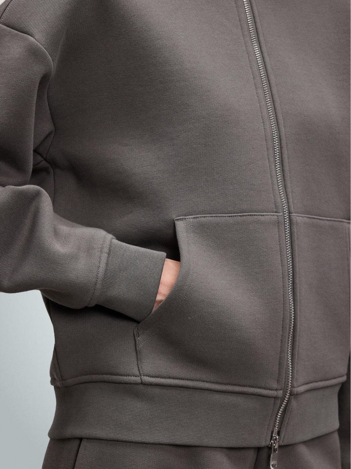 Kapüşonlu Kalın Fermuarlı Sweatshirt