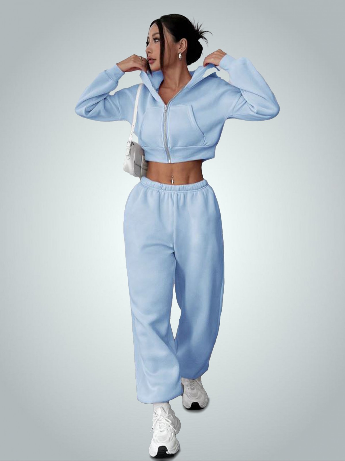 Relaxed Fit Fermuarlı Kapüşon