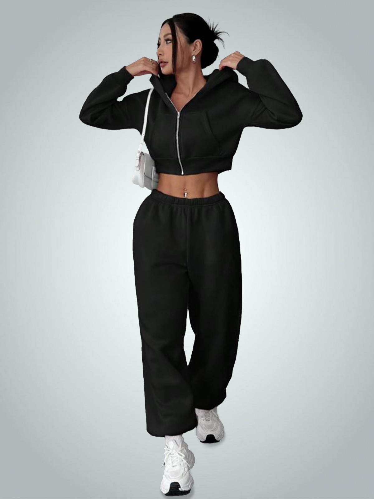Relaxed Fit Fermuarlı Kapüşon