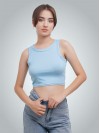 Premium Siyah Fitilli Pamuklu Crop Atlet