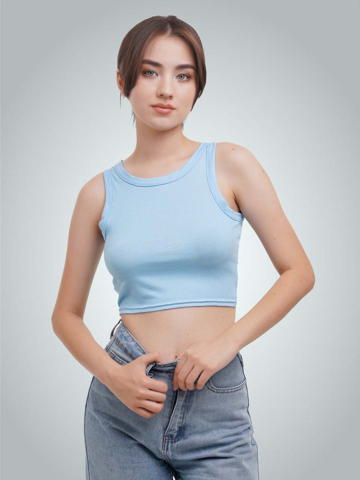 Premium Siyah Fitilli Pamuklu Crop Atlet